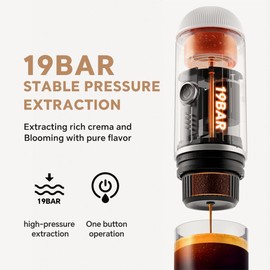 BENFUCHEN Portable Electric Espresso Machine, Self-Heating Mini Electric Espresso Maker For Ground Coffee & NESPRESSOpods, 19 Bar Mini Coffee Maker On the Go For Travel Camping Hiking RV Office, White