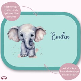 Children's Campus Lunch Box for Mepal – Zoo Animals – Elephant Pachyderm Grey Giant Weevil – 750 ml – Turquoise – Fan Elephant Lunch Boxes Kita Elephant Child Name and Nursery