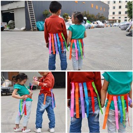 4 Pieces Pull Game Catch Running Speed Training Toy Props with Hook Loop Straps for Girls Boys (Blue, Red, Orange, Green)