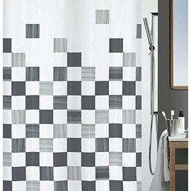 Spirella Anti-Mould Shower Curtain - Anti-Bacterial, Washable, Waterproof, Polyester, "Part" 180 x 200 cm, White, Grey, Black
