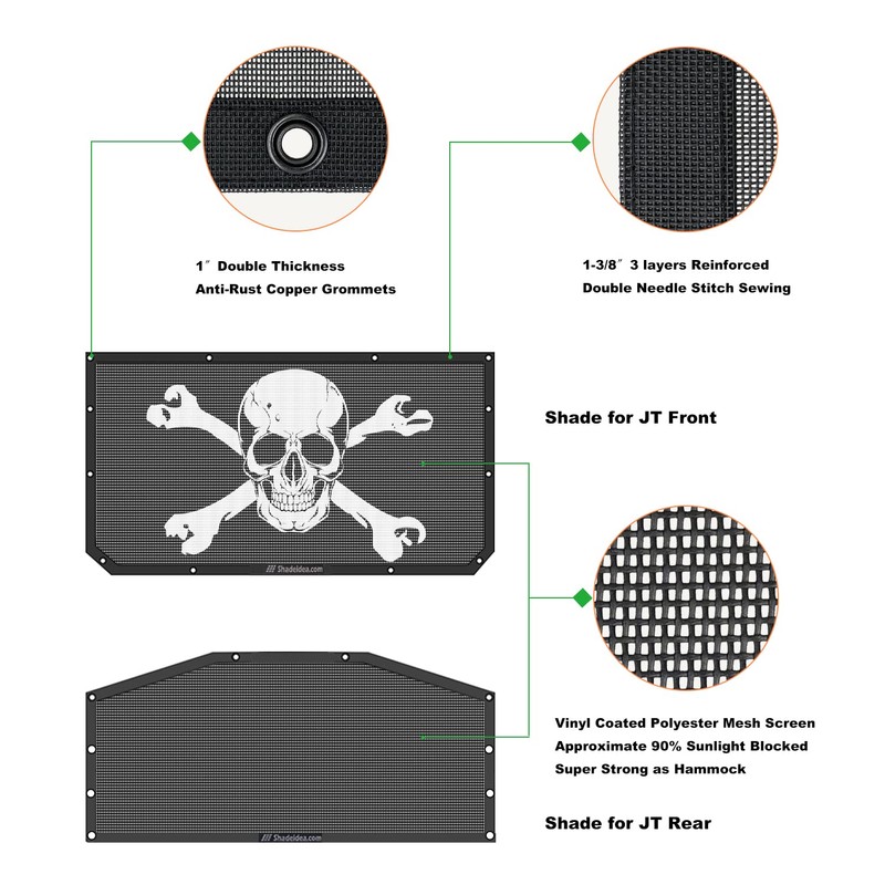 Shadeidea JT Sun Shade Top Compatible with Jeep Gladiator Top