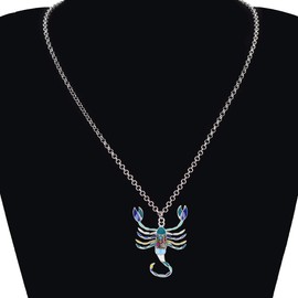DUOWEI Fancy Scorpio Scorpion Necklace Metal Floral Enamel Twelve Constellations Pendant for Women Teenager Girls Fashion Gifts, enamel, No Gemstone