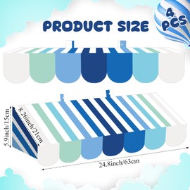 Tallew 4 Pcs 3D Circus Awning Wall Decoration Carnival Awning for Carnival Theme Party Classroom Decorations(Blue and White)