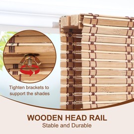 LUCKUP Cordless Roman Shades, Roll Up Bamboo Blinds for Indoor Windows, Light Filtering UV Protection Natural Bamboo Shades, Easy to Install for Home & Office, 22" W x 64" L, Natural