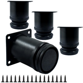 Seimneire 4Pcs 2 Inch / 50mm Adjustable Furniture Legs Stainless Steel Feet, Heavy Duty Table Legs Metal Sofa Legs, Black Desk Legs Dresser Feet for Chair Couch Cabinet (2 Inch Dia Round)