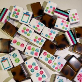 Custom Triple Layer 160 Tiles American Mahjong Set Children's Plastic Mah Jongg Mosaic Design Travel Mahjong TilesColor: 39-yellow-brown