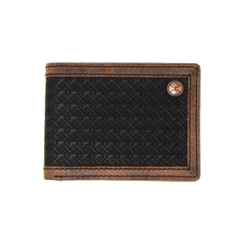 HOOEY Bi-Fold Leather Men's Wallet, Hands Up Basket Weave - Brown, Classic
