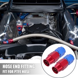 X AUTOHAUX 2pcs AN6 0 Degree Swivel Car Hose End Fitting for PTFE Line Red Blue
