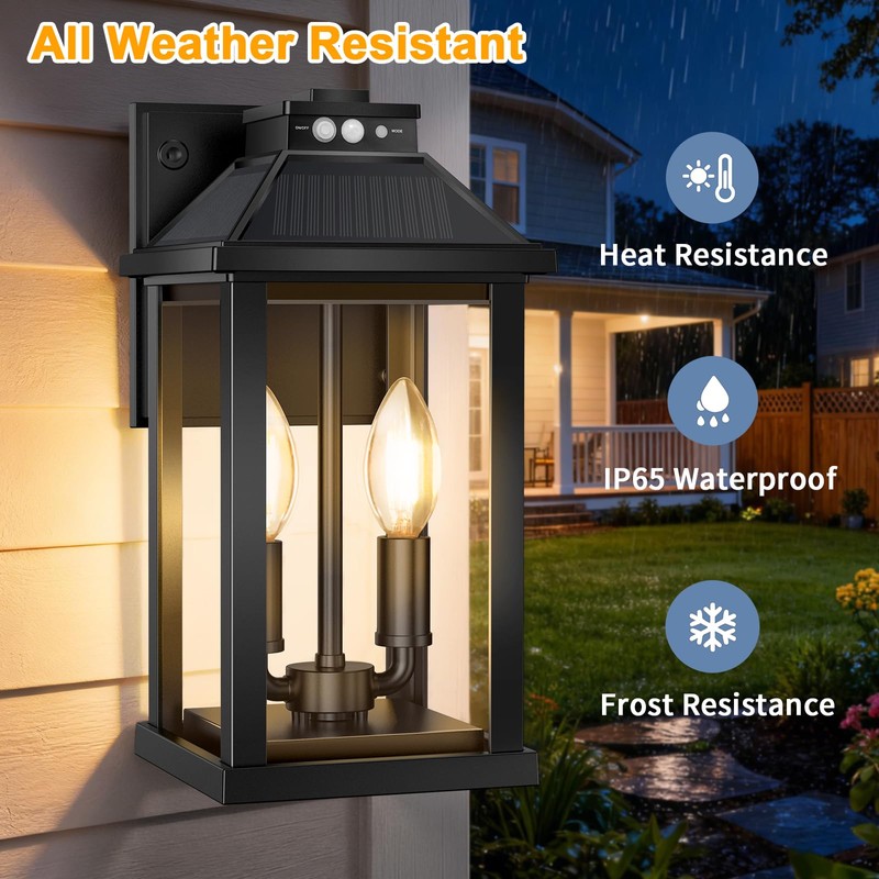 Beikingsun Solar Porch Lights Outdoor with Motion Sensor, Dusk to