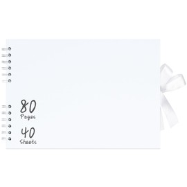 Vienrose 29 x 21.5 cm 80 Pages DIY Scrapbook Photo Album Hardcover Kraft Blank Page Memory Book for Wedding Anniversary Family Baby White