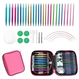 13 Pairs Interchangeable Knitting Needle Set, 2.75 mm - 10.0 mm Knitting Needle Head Interchangeable, Aluminium Ergonomic Handles for Knitting Scarves, Sweaters, Gloves