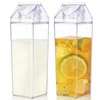 UgyDuky 2 Pack 34Oz Milk Carton Water Bottle Clear Square