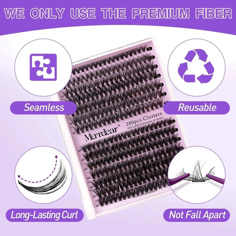 280pzskit De Extensiones Pestañas Raíces Curvaturad C 9-16mm