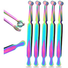 AAProTools Multi Rainbow Color Set Of 5 Stainless Steel 'Bead/Ball Holding Tweezers' Ball Holder Piercing Tool Captive Bead Ball Grabber