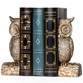 Book Ends for Shelves - Book Ends to Hold Books Heavy Duty, MXARLTR Decorative Bookends with Anti-Slip Base Vintage Owl Bookends Book Holders Book Stopper for Books Magazines Home Office Decor