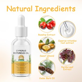 Kighdel 2 PCS Cyperus Rotundus Oil,Natural Ingredients Cyperus Oil,Cyprus Rotundus Oil,Multi-purpose Body Hair Reduction Oil,Gentle & Effective,Moisturizing & Soothing,for All Skin Types(30ml)