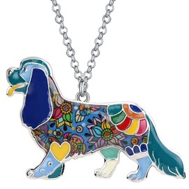 BONSNY Colgante con diseño de Perro de la colección Bracken Our Cavalier King Charles Spaniel de aleación esmaltada 33mm x 52mm Azul