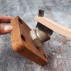 Wire Brush Set 6Pcs, Small Detailing Wire Scratch Brushes for Deep Cleaning, Brass/Stainless Steel Bristles with 8" Curved Wood Handle for Metal Rust Remover,Paint, Dirt, Paint Scrubbing