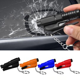 RUIENGCOMM 4 Pieces Car Window Breaker Emergency Keychain Car Escape Tool 3-in-1 Seatbelt Cutter and Window Breaker for Land & Underwater Automotive Escape Tool (3-in-1 Orange+Black+Blue+Red)