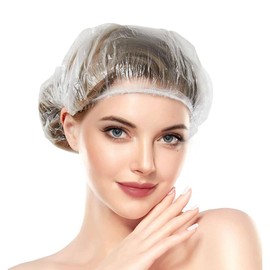 Disposable Shower Caps Individually Packaged 50pcs Large Thick Plastic Hair Cap Waterproof Disposable Hair Caps Portable Travel Home Use