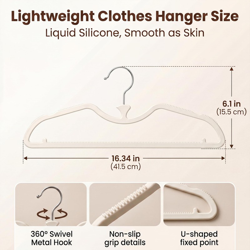 Bihoonge 40 Pack Short Neck Hangers, Space Saving, Silicone Non-Slip,