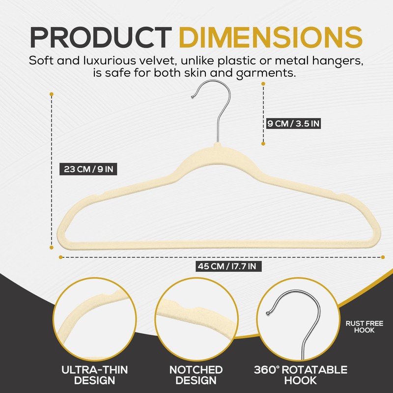 Techzoo 50 Pack New Premium Quality Velvet Hangers Ultra Thin