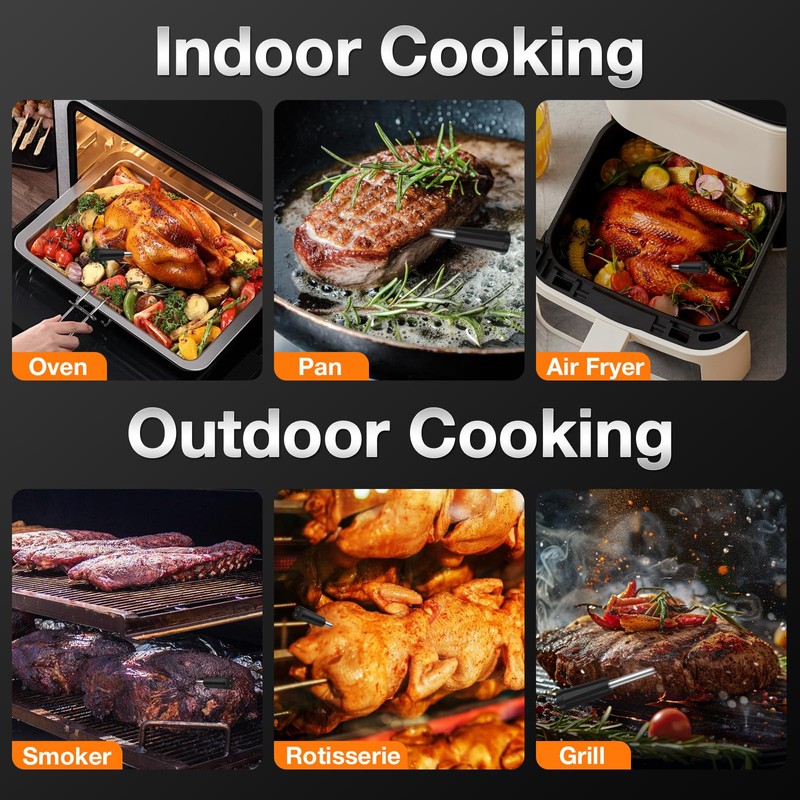 Meat Thermometer, Maypott Smart Wireless Bluetooth 2 Probes IP67 Waterproof