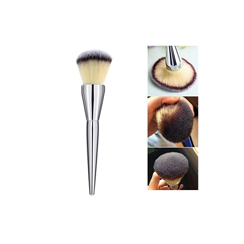 URBANMAC Cosmetic Foundation Face Blush Powder Makeup Brush Tool Silver