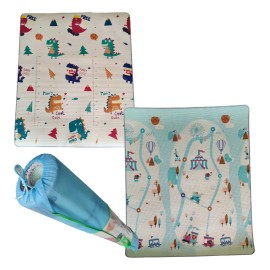 Tapete De Juego Papubaby Enrollable Multiusos 1.80 X 1.50 Color Dinosaurios