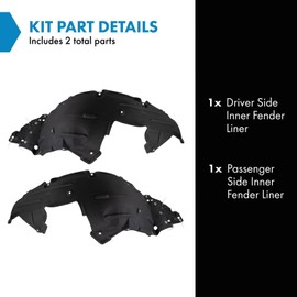 TRQ Front Inner Fender Liner Set Compatible with 2019-2022 Honda HR-V HO1248188 HO1249188