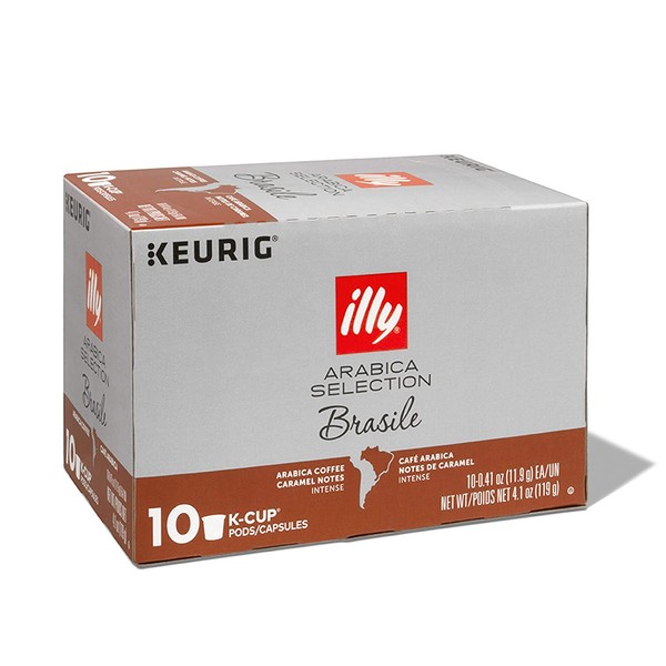illy Arabica Selections Brasile, 100% Arabica Bean Signature Italian Blend Roasted, Single Serve Drip Brewed Coffee K Cup Pods, Coffee Pods for Keurig Coffee Machines, K-Cups, 10 K-Cup Pods