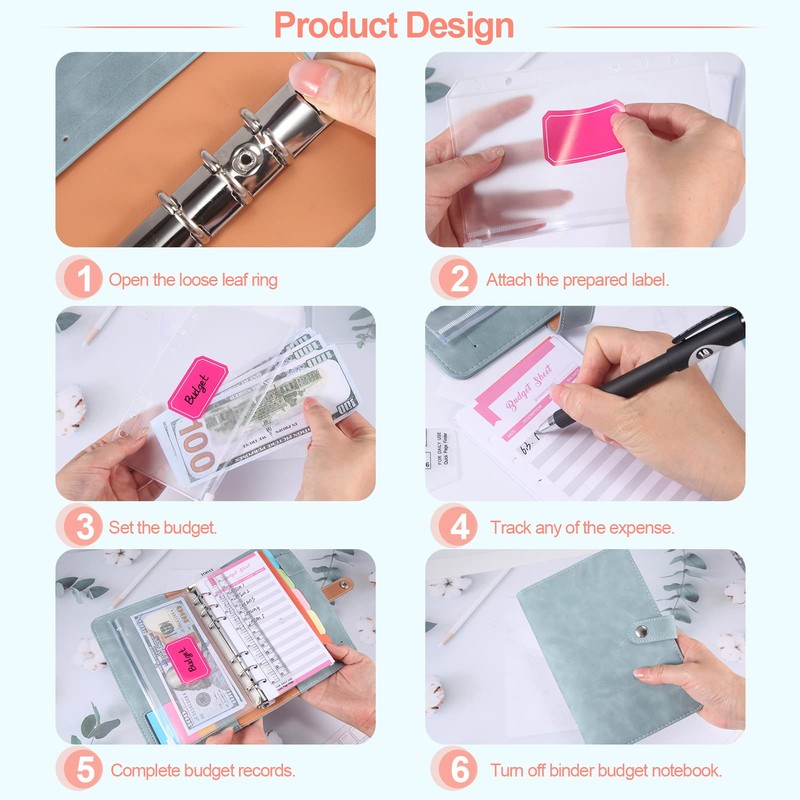 moinkerin Pack of 15 A6 Binder Pockets 6-Hole Transparent PVC