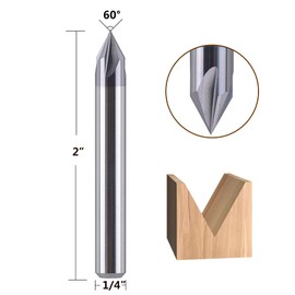 SpeTool Carbide Chamfer End Mill V Groove Router Bit 60 Degree, 4 Flutes 1/4 inch Shank for CNC Carving and Chamfering