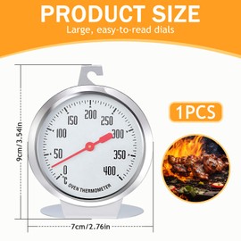 KAIYAYA Oven thermometer for ovens, stainless steel material, oven thermometer, high temperature resistance, baking thermometer for precise measurement of real-time temperature in the oven