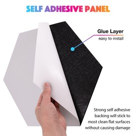 Sonic Acoustics Self-Adhesive 12 Pack Hexagon Acoustic Panels, 14" X 12" X 0.4" High Density Sound Absorbing Panels Sound Proof Insulation Beveled Edge Studio Treatment Tiles-Black