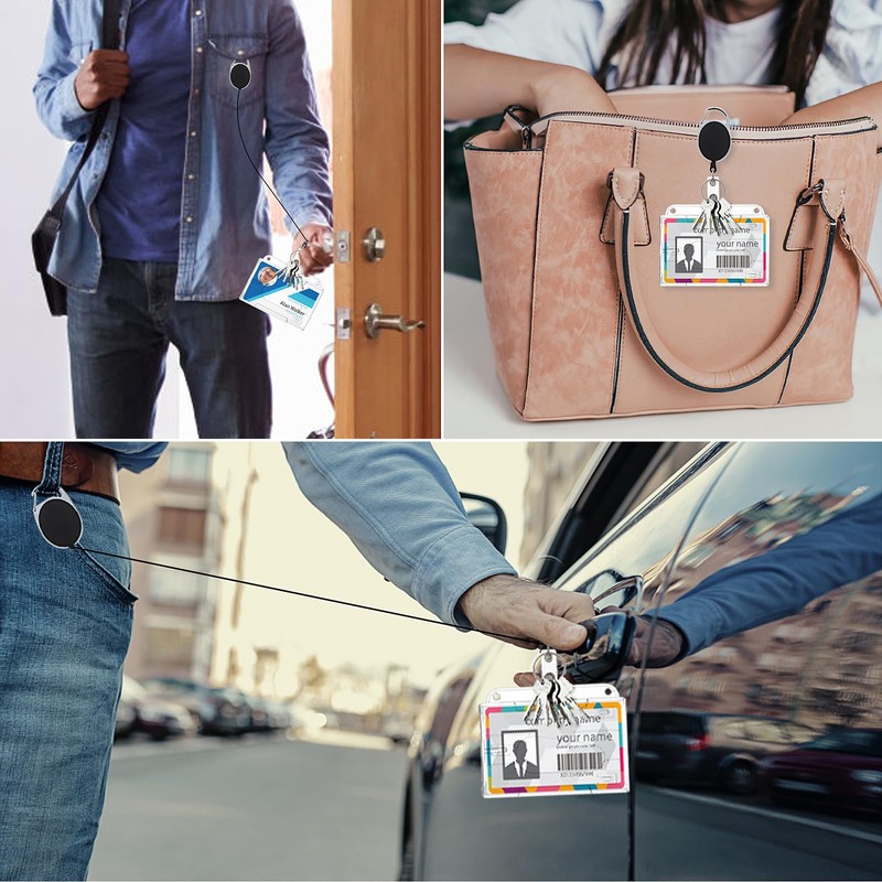 Afcabakila 30 PCS Retractable Badge Holder Bulk, Name ID Badges