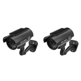 Ausla Dummy Fake Camera, Pack of 2, Waterproof Imitation Dummy Fake Surveillance Camera with Flashing LED Light for Home, Outdoor and Business