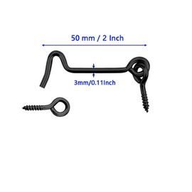 8 Pack 2-Inch Swivel Cabin Hook and Eye Latch – Carbon Steel Door and Window Lock with Mounting Screws, Rust-Resistant for Gate, Closet, Shed, Cabinet (Black)