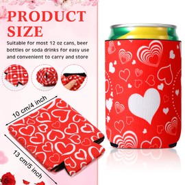 Zhehao 24 Pieces Valentine's Day Can Cooler Sleeves 12 oz Neoprene Can Sleeves Valentines Heart Lip Insulated Colorful Funny Beer Can Cooler for Bottle Drink Party Beverage Decoration (Heart)