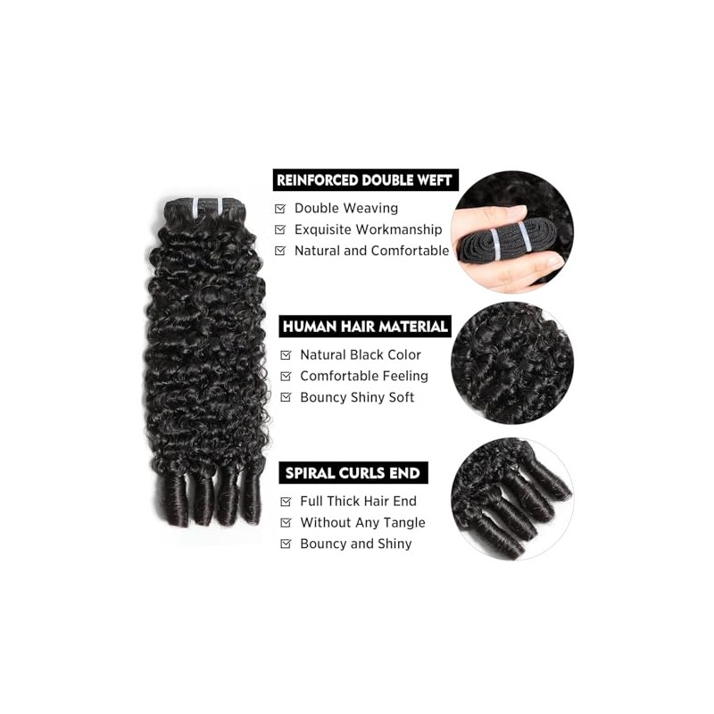 Extensiones de cabello humano rizado birmano de 30 cm, 12