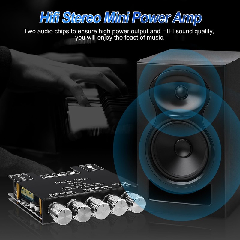 Bluetooth Hi-Fi Amplifier ZK-MT21 2.1 Channels Mini Stereo Audio Amplifier