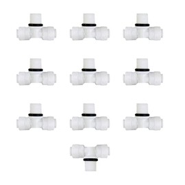 EZRODI 1802-A RO Tee Union 1/4" Male NPT X 1/4" Push Connect X 1/4" Push to Connect Fittings with Black O'ring for RO Water filter System(Pack of 10)