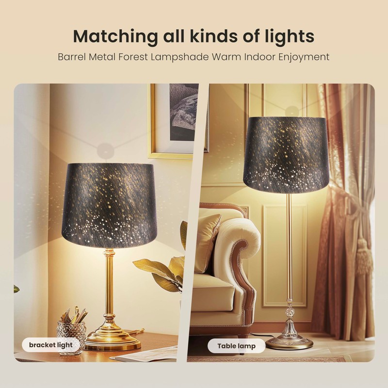 Metal Etching Starlight Lampshade, Medium Drum Lampshades for Table and