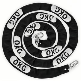 OKG High Security Chain - 10 Foot x 5/16” (8mm) Thick Square Heavy Duty Chain - Cut Proof Chain Hardened Steel Chain for Motorcycles, E-bikes, Trailers, Generators, Fence Gates, etc. (No Lock)