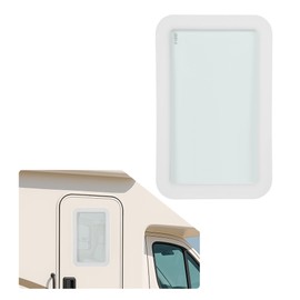 Wutist 12" W x 21" H RV Entry Entrance Door Window Teardrop Vertical Slide RV Window Replacement W/Net Screen For Cargo Travel Trailer, Camper, Cargo Van Clear Window White Frame