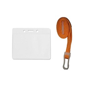 ID Card It 1 ID Card Holder PVC Pass Badge Holder and Neck Strap Safety Breakaway Lanyard - Orange