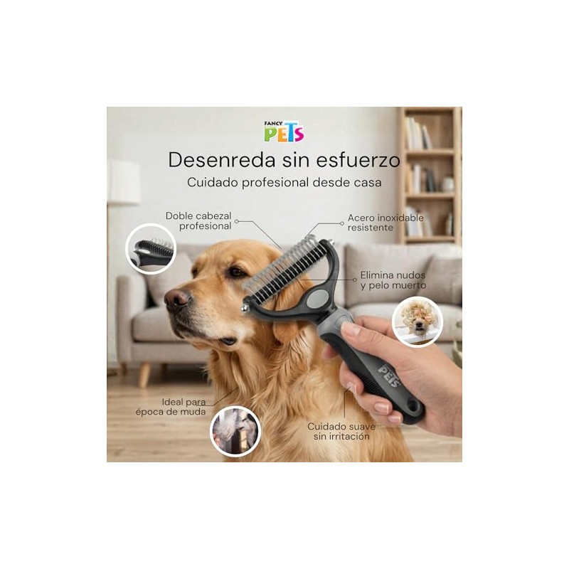 Fancy Pets Peine Rompenudos para Perro con Doble Cabezal