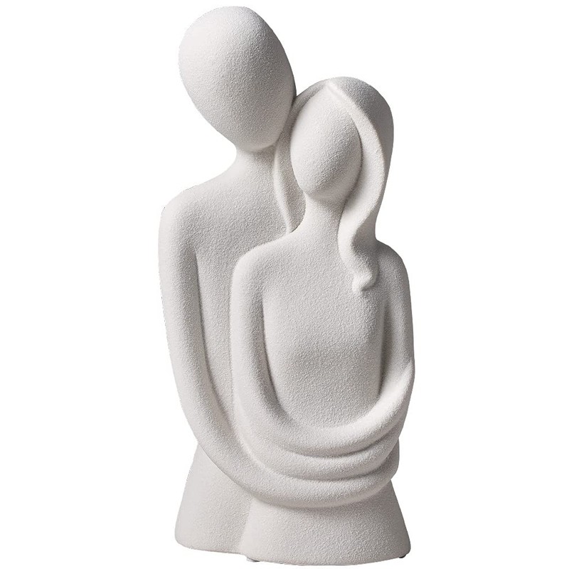 HYFAN Love Statue Hugging Couple Ceramic Decor Romantic Ornament Figurine