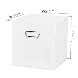 PATIKIL Foldable Storage Cube Bins, Fabric Storage Bins Cube Organizer with Handle for Home Bedroom Shelf Closet Organization, White (10"x10"x10")
