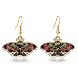 RofYof Butterfly Earrings for Women Unique Punk Scarab Ladybird Moth Cicada Bee Insect Dangle Earrings Colorful Lightweight Moth Wing Earrings Statement Earrings Party Jewelry (Rose butterfly)